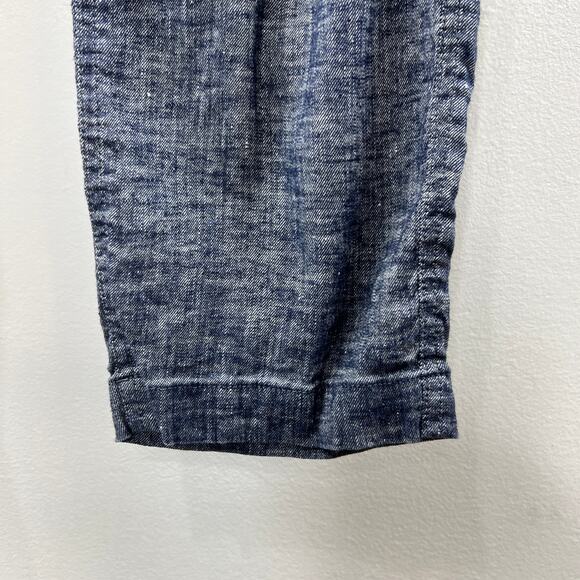 THEORY Northsound Tierra Wash Linen Blend Pants Blue Cropped Pockets Size 6 - Picture 4 of 9